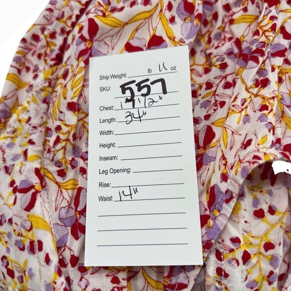 Poupette St Barth Camila Floral Pattern V-Neck Mini Dress Red Size Medium - Picture 8 of 8